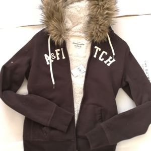 Abercrombie women faux fur hoodie szM ori$180